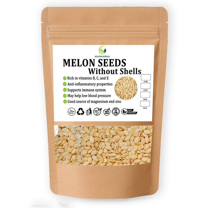 New Era Herbals melon seeds without shells in a resealable pouch