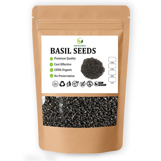New Era Herbals Basil Seeds in a resealable kraft pouch with a clear window