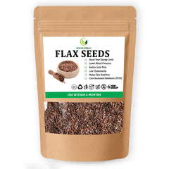 New Era Herbals brown flax seeds in a resealable pouch