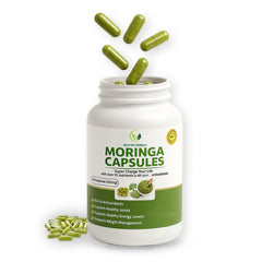 New Era Herbals Moringa Capsules bottle labelled 90 capsules, 500mg