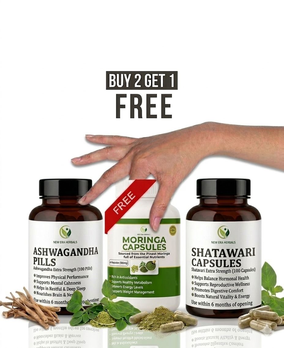 Shaadi Course Bundle Buy 2(Ashwagandha 100 + Shatavari 100) Get One Free Moringa Capsules 100
